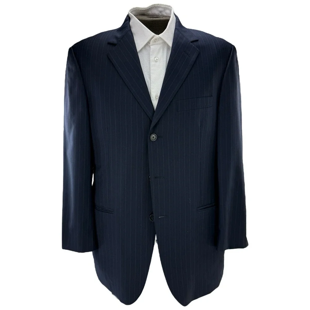 Freeds Windsor Blue Stripe Loro Piana Wool Suit Men's 42R 34x28 Super 120's 2 Pc
